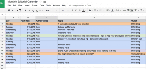 Duct Tape Marketing Content Calendar