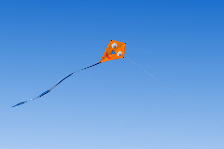 Kite flying in a blue sky