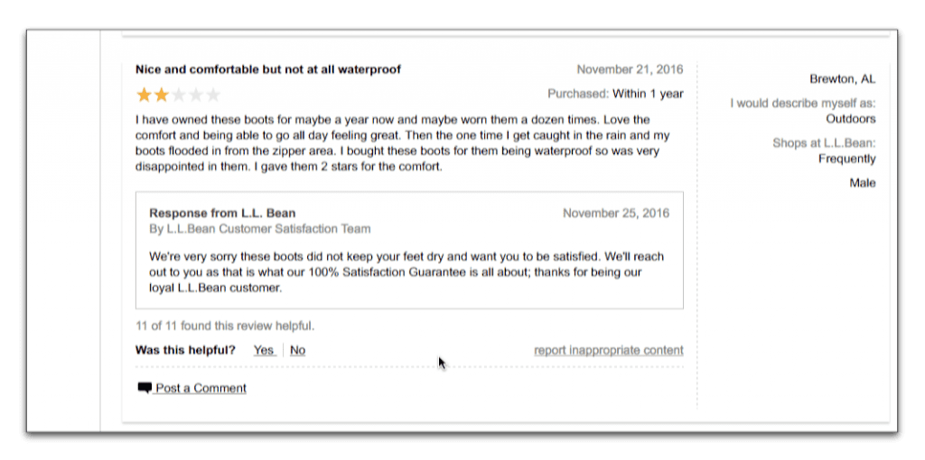 LLBean reviews