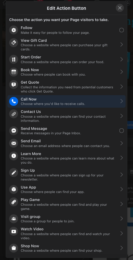 Facebook Business Page CTAs